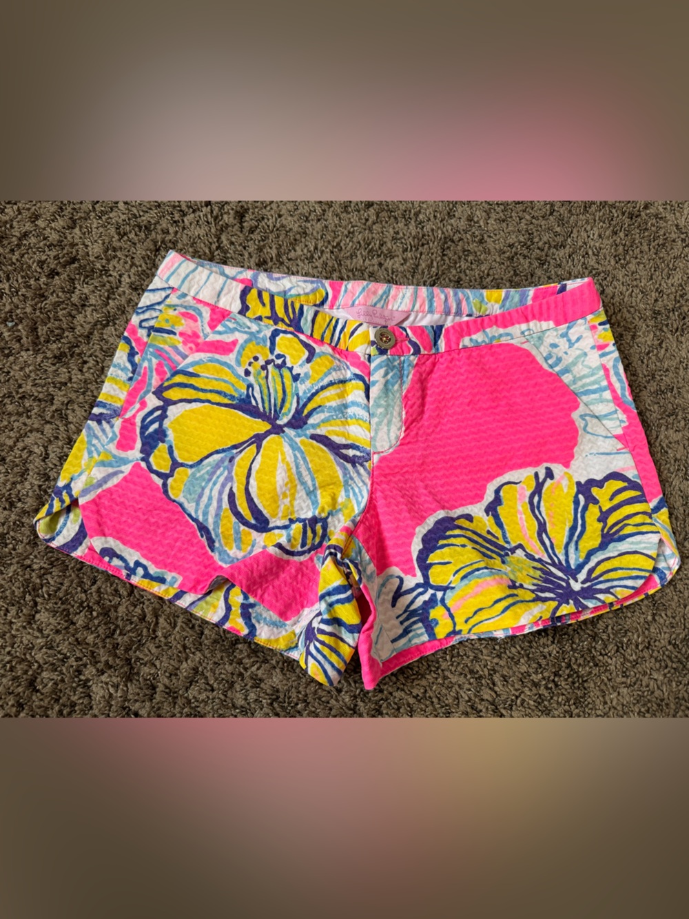 Lilly Pulitzer Hot Pink Floral Print Bermuda Shorts